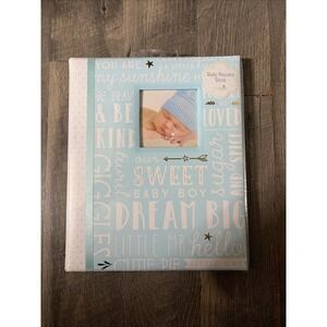 Pearhead L'il Peach Baby Boy Memory Book~Blue, White & Gold~Dream Big~Wordplay ~